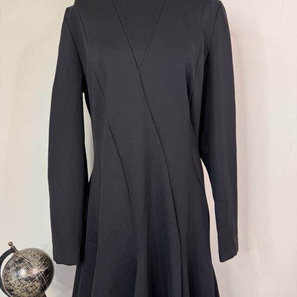 NWT Akris Punto Midi Dress A Line Black High Neck Modern Size 12 $1290 - Picture 3 of 12